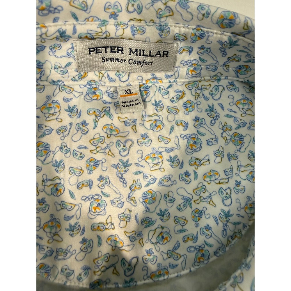 Peter Millar Summer Comfort Polo XL White Breckenridge Golf Club Novelty Print